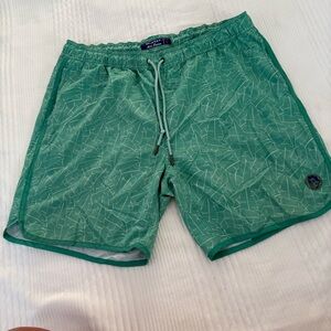 Mr.Swim Green Palm Leaf Patterned Swim Trunks